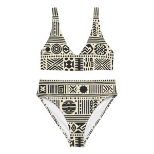 Mudcloth high-waisted bikini set.